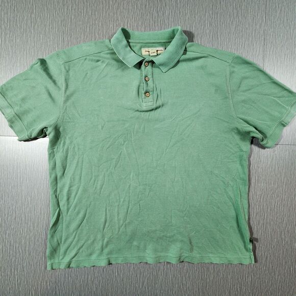Tommy Bahama Polo Shirt Mens XL Silk Cotton Blend Short Sleeve Green Textured - Picture 1 of 11